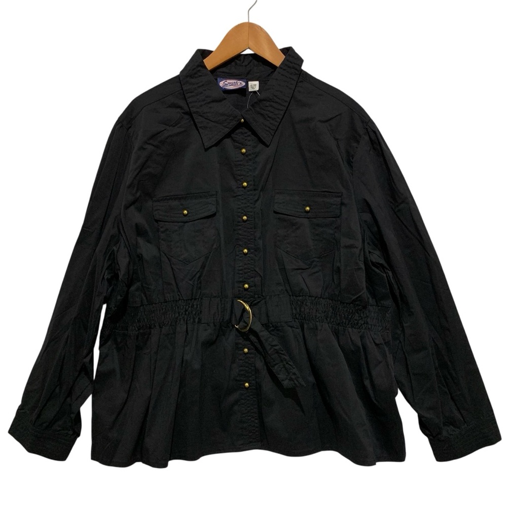 Smith’s American Women’s Black Button Up Long Sleeve Top Size 26/28W Stretch
